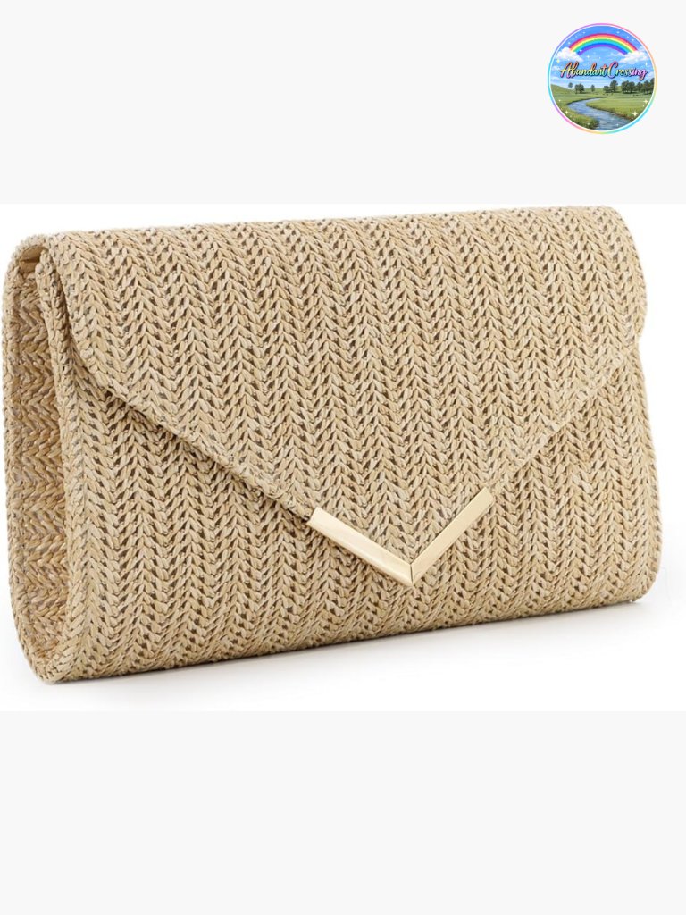 Straw Clutch Purse Woven Raffia Rattan Summer Evening Bag Wedding Vacation